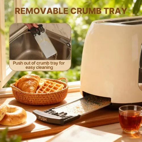 Miniatura 3 de Tostadora de 2 Rebanadas con Pantalla Táctil Inteligente, Tostadora Digital Retro de Acero Inoxidable con Ranura Extra Ancha de 1.5'', Función