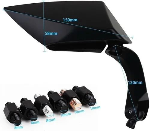 Miniatura 2 de SCUUBE Espejo retrovisor para motocicleta Kawasaki ER6F ER6N Z750 Z1000 Z800 Z900 Scooter E-Bike Espejo retrovisor Espejo trasero 0.315 in 0.394 in