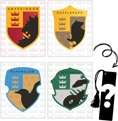 Miniatura 19 de Harry Potter - Banderas de la casa de Hogwarts - Gryffindor - Slytherin - Ravenclaw - Hufflepuff - Diseño geométrico - Juego de cuatro arte de pared