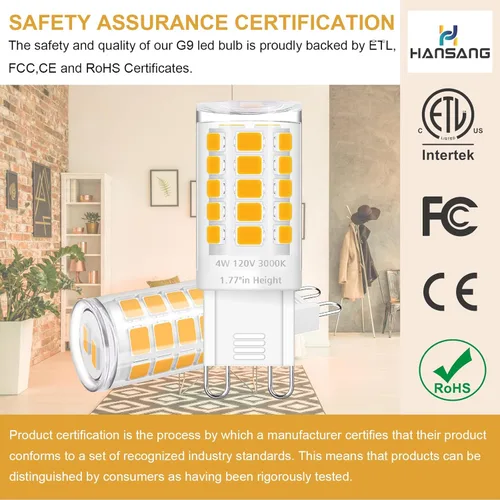 Miniatura 3 de Paquete de 12 bombillas LED G9 de 3000 K, blanco suave, 4 W (equivalente a halógeno de 40 W), bombillas T4 para lámpara de cristal, base de cerámica