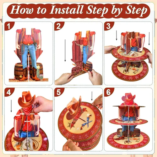 Miniatura 3 de Soporte para cupcakes de vaquero occidental, decoración de fiesta, temática occidental, soporte para cupcakes de cumpleaños, soporte de postre