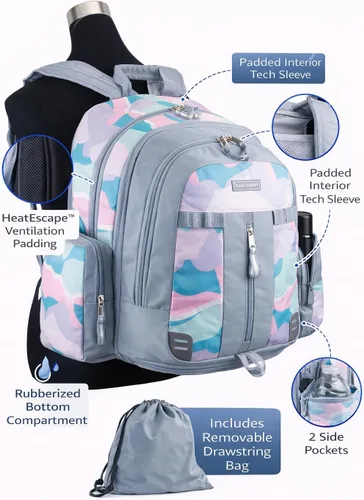 Miniatura 8 de Eastsport Mochila extragrande expandible con funda para laptop de 15 pulgadas, bolsa de viaje para negocios, universidad y trabajo, Talla única, se