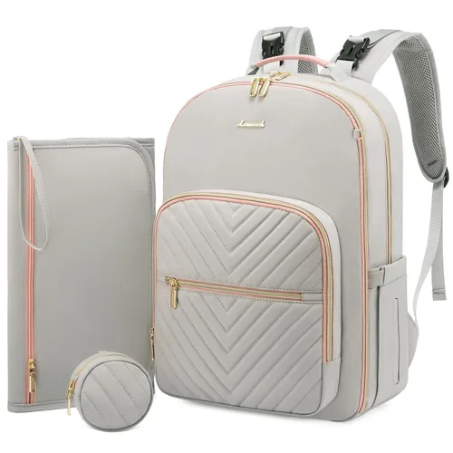 Miniatura 11 de LOVEVOOK - Mochila para pañales, bolso acolchado para bebé con cambiador y porta chupón, mochila impermeable de viaje para pañales para niños