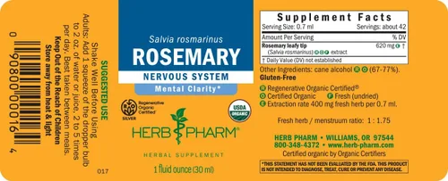 Miniatura 8 de Herb Pharm Extracto líquido de romero orgánico certificado, 1 onza líquida (el embalaje puede variar)
