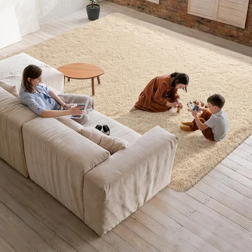 Miniatura 4 de Softlife Alfombra de Área Beige para Dormitorio, Alfombras de Felpa Shag Esponjosa para Sala de Estar de Niñas, Alfombra Pequeña Suave Difusa