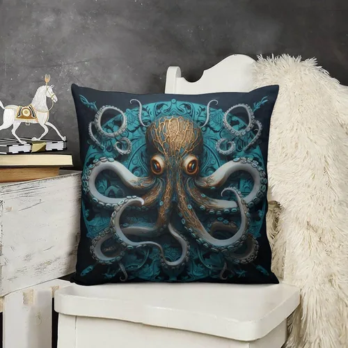 Cojines Decorativos para Sala - Fundas de cojín cuadradas suaves de pulpo, 20 x 20 pulgadas, náutico, costero, playa, casa, vida marina, decoración