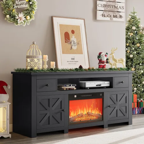 Miniatura 11 de YITAHOME Soporte de TV de granja para TV de 65 pulgadas, centro de entretenimiento con armarios y cajones de almacenamiento, consola de TV para sala