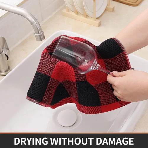 Miniatura 6 de Homaxy Trapos de cocina a cuadros de 100% algodón, 12 x 12 pulgadas, paños de cocina súper suaves y absorbentes, de secado rápido, paquete de 6