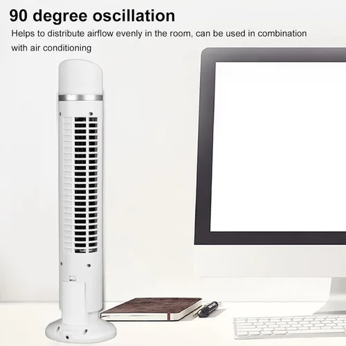 Miniatura 5 de Pomya Ventilador de torre oscilante sin aspas, ventilador de oficina silencioso con oscilación de 90 grados, ventilador de escritorio portátil