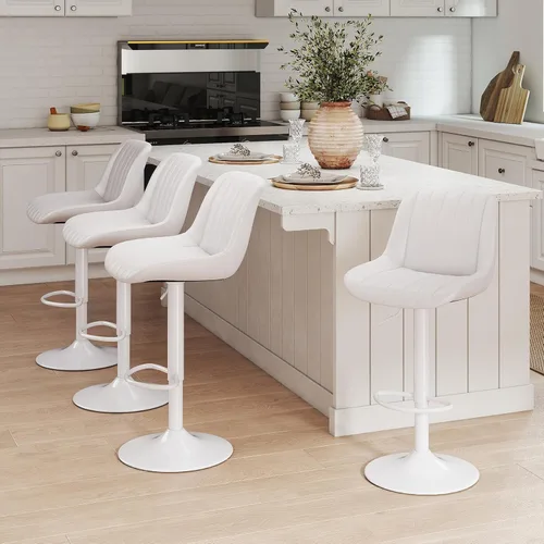 Miniatura 9 de Youhauchair - Juego de 1 taburete de bar, taburetes giratorios de altura de mostrador con respaldo, sillas de bar ajustables de piel sintética