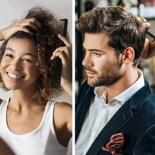 Miniatura 7 de 3 piezas de púas de pelo de metal para mujer, peinetas de salón de elevación de espalda con peine de acero inoxidable para mujeres y hombres (negro)