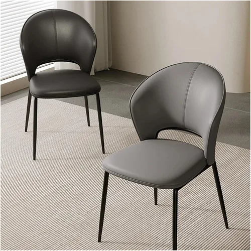 Miniatura 4 de sillas de comedor - Sillas de comedor tapizadas de mediados de siglo, modernas, sin brazos, de piel sintética, laterales con respaldo, cocina Beige
