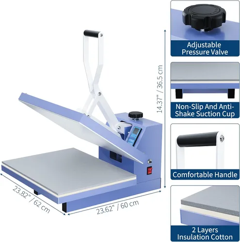 Miniatura 2 de Prensa de calor de 16 x 20, máquina de prensa profesional digital, calentamiento rápido, calidad industrial con presión ajustable, máquina