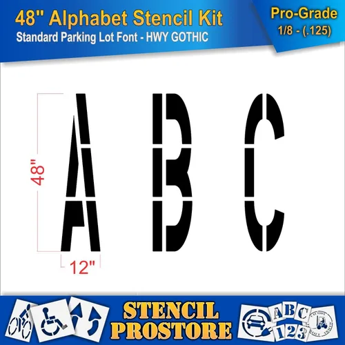 Miniatura 3 de Juego de plantillas para pavimento de 48 pulgadas, juego de plantillas de alfabeto (28 piezas) - 48 x 12 x 1/8 pulgadas (128 mil) - Grado profesional