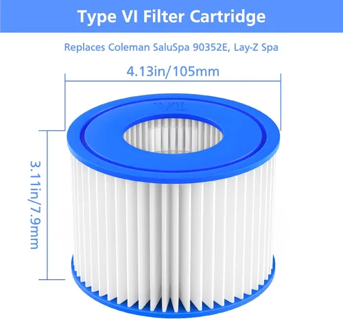 Miniatura 5 de Cartucho de filtro para bañera de hidromasaje tamaño VI compatible con Lay-Z-Spa, Coleman SaluSpa 90352E 58323, paquete de 6