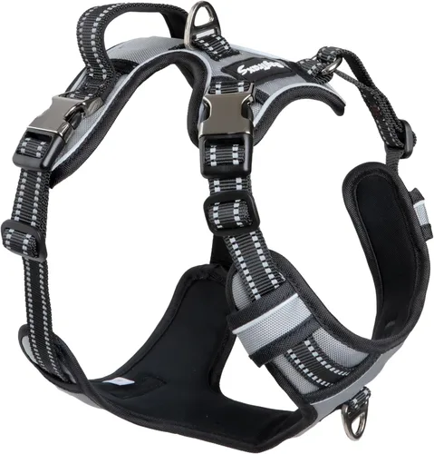 Miniatura 11 de DogTraxs Arnés para perro, marrón galleta, mediano Clip frontal sin tirones, paso ajustable, reflectante, hebillas de metal