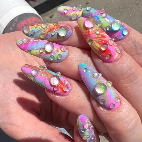 Miniatura 7 de NAISKA Juego de 800 diamantes de imitación para arte de uñas, diamantes de imitación coloridos con parte trasera plana, gemas de diamantes