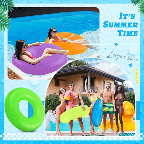 Miniatura 5 de Civaner 12 flotadores inflables para piscina, tubos de natación de neón de 35 pulgadas para adultos, flotadores de piscina a granel para playa