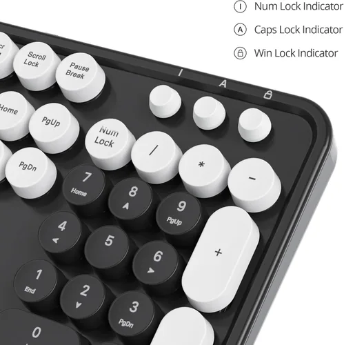 Miniatura 2 de Teclado punk retro, teclado de máquina de escribir de tamaño completo, diseño de llave flotante, USB con cable, con soportes plegables compatibles