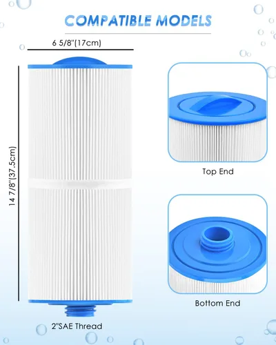 Miniatura 2 de PACETAP Filtro de spa de repuesto para Unicel 6CH-960, paquete de 2 filtros de bañera de hidromasaje con mango cerrado (no se debe quitar)