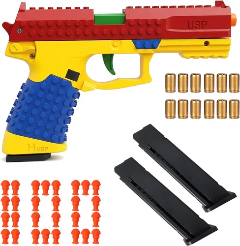 Miniatura 6 de Dreamplay Pistola de juguete que expulsa cartuchos, juguete educativo con acción de retroceso automático para juegos de disparo para niños