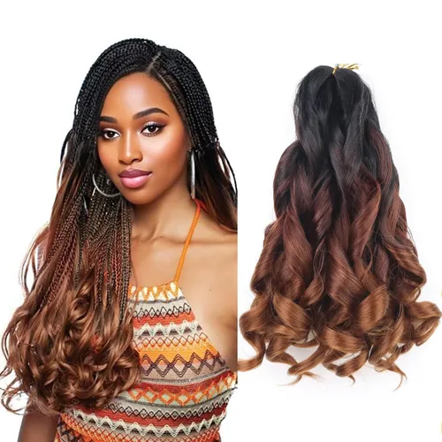 Miniatura 12 de Cabello rizado francés trenzado de 10 pulgadas, color 4, cabello rizado preestirado, 8 paquetes de trenzas de ganchillo de rizo francés para trenzas