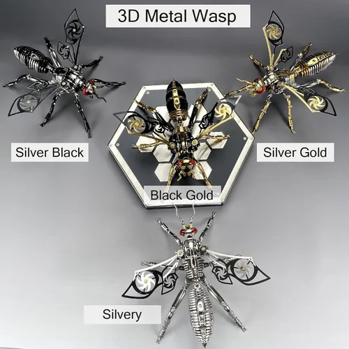 Miniatura 8 de Rompecabezas de metal 3D para adultos, kits de modelos: bricolaje para construir avispas mecánicas de metal, juguete de acero rompecabezas de acero