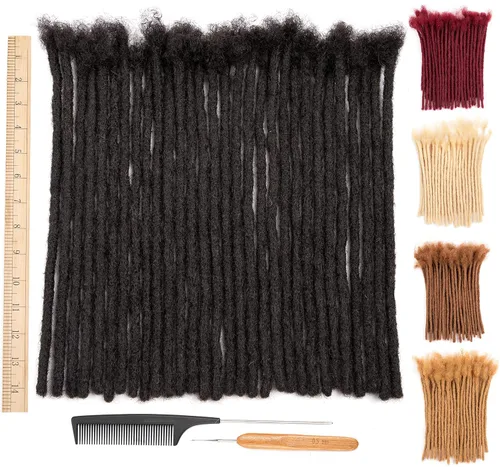 Miniatura 14 de DAIXI 0.2cm y 0.4cm y 0.6cm y 0.8cm de grosor 4-18 pulgadas 10 hebras extensiones de rastas de cabello humano 100% real para hombres/mujeres