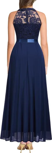 Miniatura 2 de Miusol Vestido de fiesta de noche de encaje floral vintage con cuello halter para mujer