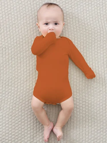 Miniatura 6 de Body de bebé con puños de manopla, pijama de manga larga de rayón de bambú para niños y niñas
