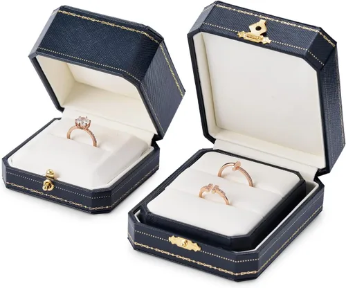 Miniatura 2 de Oirlv Noble - Caja de anillo de compromiso, caja de regalo de joyería, caja de soporte octogonal para anillos