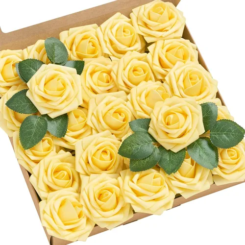 Miniatura 39 de Ling’s Moment - Flores Artificiales, 50 piezas, Rosas Verde Pavo Real con Tallos, 3" de Tacto Real, Espuma DIY para Ramilletes de Boda/Centros
