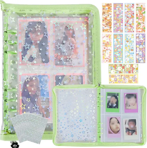 Miniatura 15 de Carpeta de tarjetas fotográficas Kpop 3 pulgadas Libro de soporte para tarjetas fotográficas Kpop con 50 fundas holográficas para tarjetas y Morado