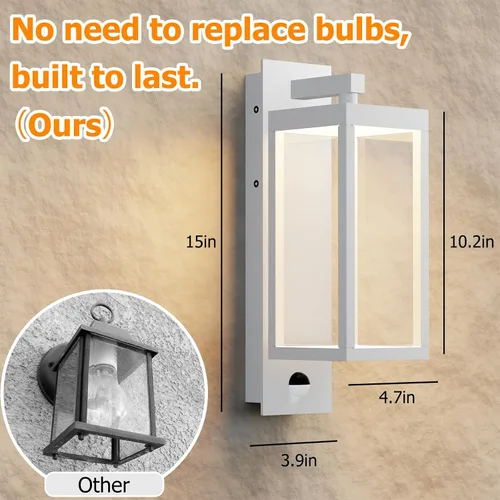 Miniatura 4 de Luces LED con sensor de movimiento para porche, montaje en pared al aire libre, lámpara exterior para casa, garaje, patio, jardín, 13 W, 750 lm