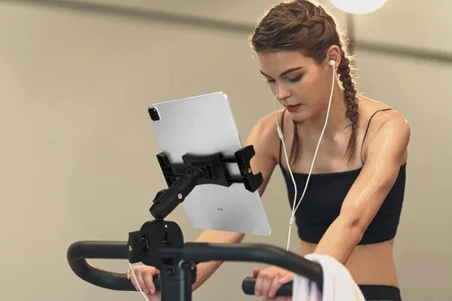Miniatura 2 de Soporte con Abrazadera para Tableta iPad en Manillar de Cinta de Correr y Bicicleta para Bicicleta Estática, Elíptica, Bicicleta Spinning Peloton