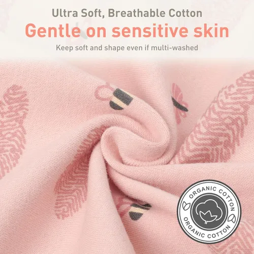 Miniatura 5 de Saco de dormir de algodón orgánico para recién nacido, saco de dormir de transición para bebé, mangas arriba, puños de manopla, paquete de 2