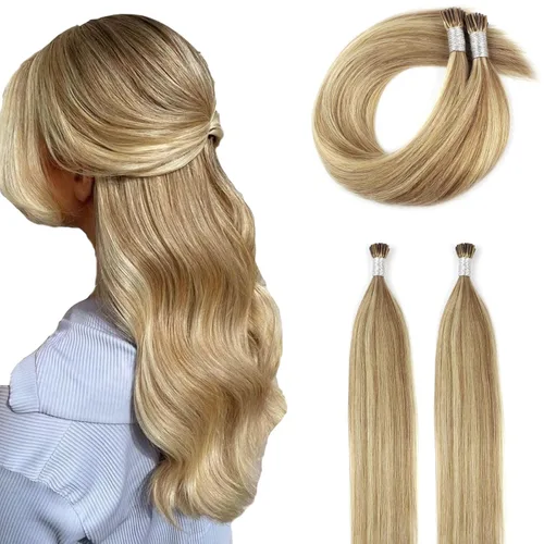 Miniatura 13 de ABH AMAZINGBEAUTY HAIR Extensiones de cabello rizado liso para mujeres negras con punta en I, cabello humano, punta en I, Remy, 50 mechones, punta