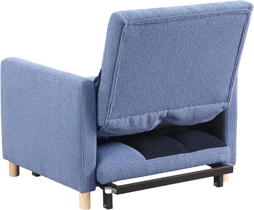 Miniatura 7 de Silla Cama Convertible 3 en 1, Sillón Sofá Cama Individual Multifuncional de Tela Teddy con Respaldo Ajustable, Silla Cama Reclinable Extraíble