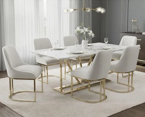 Miniatura 10 de EALSON Sillas tapizadas de terciopelo para comedor, juego de 2 sillas modernas de acento para el comedor con base dorada de metal, sillas cómodas