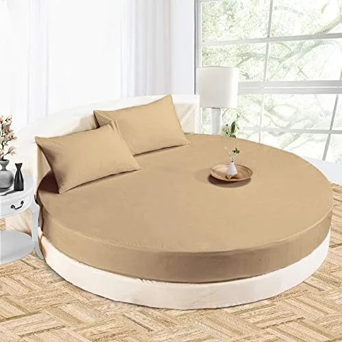 Miniatura 11 de Sábana bajera redonda 100% algodón de 800 hilos, 1 sábana bajera/inferior de 18 pulgadas de profundidad y 2 fundas de almohada, juego de sábanas