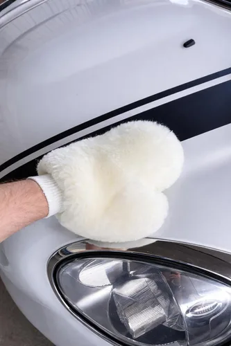 Miniatura 2 de Manopla de lavado de coches de lana de cordero natural, piel de oveja grande para aplicaciones húmedas y secas y pintores (1)