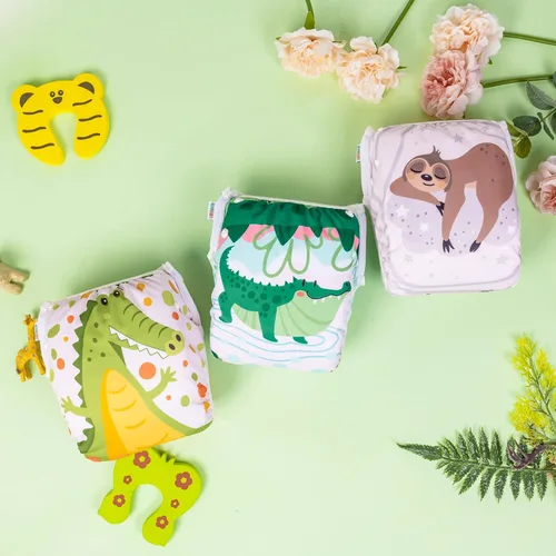 Miniatura 124 de Alva, Pañales de bebé para nadar, paquete de 2 unidades, talle único, reutilizable, lavable y ajustable de 0 a 36 meses. Tamaño de 10 a 40 lbs