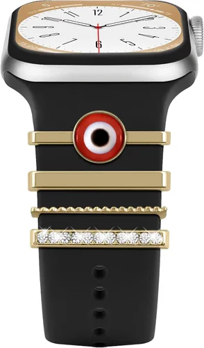 Miniatura 13 de ALMNVO Bling Charms de diamante para correas de Apple Watch, Charms de 46 mm, 45 mm, 44 mm, 42 mm, 41 mm, 40 mm, 38 mm, 49 mm, anillos decorativos