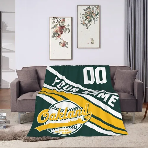 Miniatura 16 de Wream Manta personalizada para fanáticos de la cama, regalo de béisbol con nombre y número de ciudad de béisbol, manta de forro polar de invierno