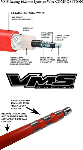 Miniatura 3 de VMS RACING Juego de cables de bujía de motor de alto rendimiento rojo de 0.402 in, cables de encendido, 32829, compatible con motores Vortec Chevy