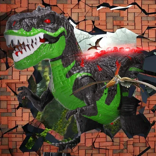 Miniatura 7 de Juguete de dinosaurio grande con control remoto para niños de 3, 4, 5, 6, 7, 8 años, tiranosaurio realista con niebla de agua, luz, rugiente, regalo