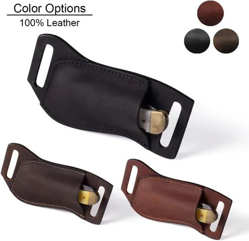Miniatura 9 de Gentlestache Funda de cuero para cuchillo de bolsillo para cinturón, funda plegable para cuchillo, funda para cinturón EDC, color negro compacto