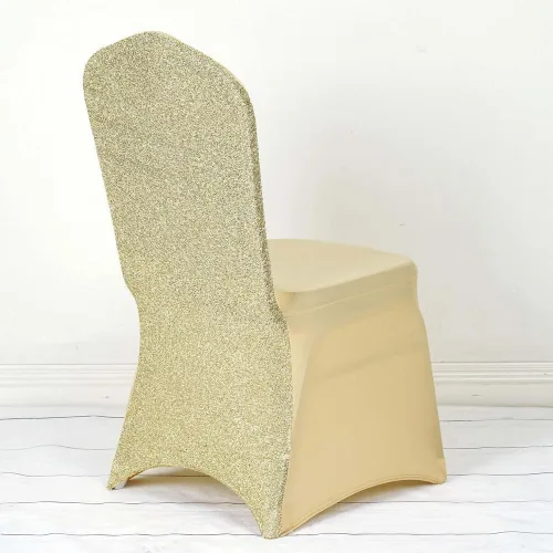 Miniatura 17 de Tableclothsfactory Funda elástica para silla de banquete de elastano negro con brillo metálico para eventos de comedor para banquete de boda