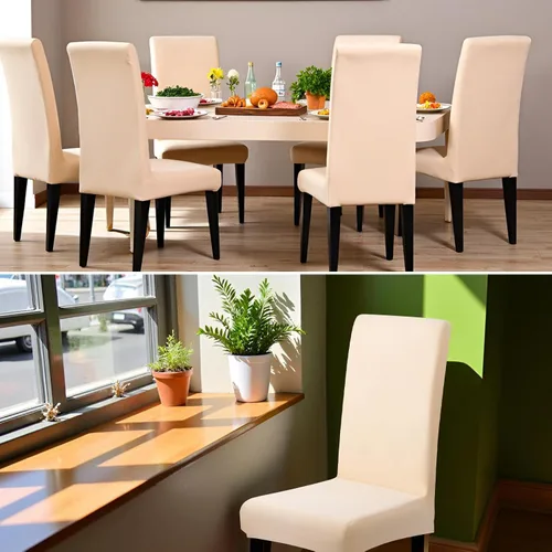 Miniatura 7 de Dioxide Fundas de Silla de Alto Estirar para Sillas de Comedor, Juego de Fundas de Silla de Comedor Lavables de 4, Fundas de Asiento de Silla