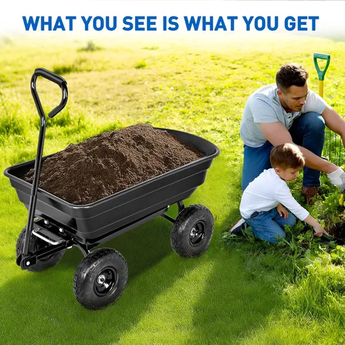 Miniatura 7 de Yesker Carros de Jardín - Carro Volquete de 600 libras con Ruedas Inflables Todo Terreno para Patio, Césped, Granjas, Jardinería - Carretilla